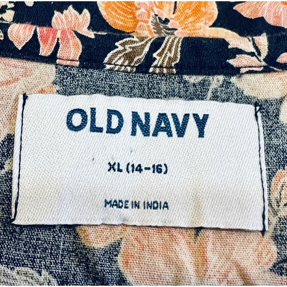 Old Navy Youth Girls Size 14 XL Short Sleeve Ruffled Foral Babydoll Dress
